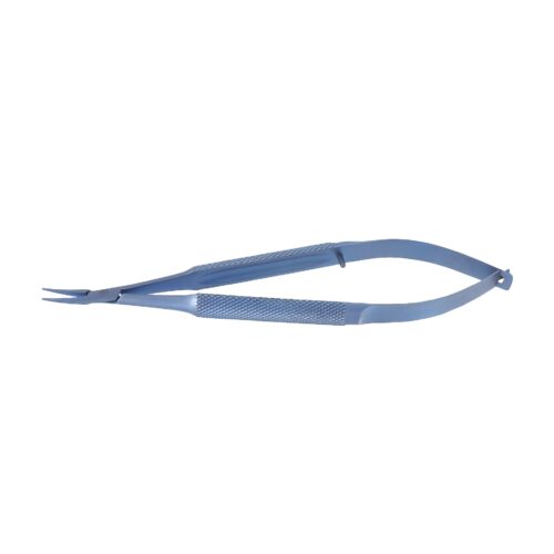 Barraquer, Micro-Needle holder, curved, without lock, overall length 12 cm, Titanium