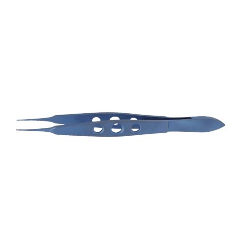 Mcpherson Corneal Forceps, Straight, 0.4 mm, 1×2 teeth, 5mm, tying platform, overall length 11 cm titanium