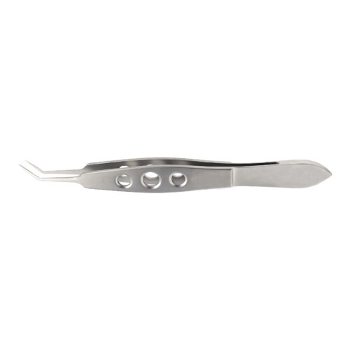 McPherson Lens Holding Ophthalmic forceps, 7.5mm long jaws, angled, very delicate, overall length 10.5cm