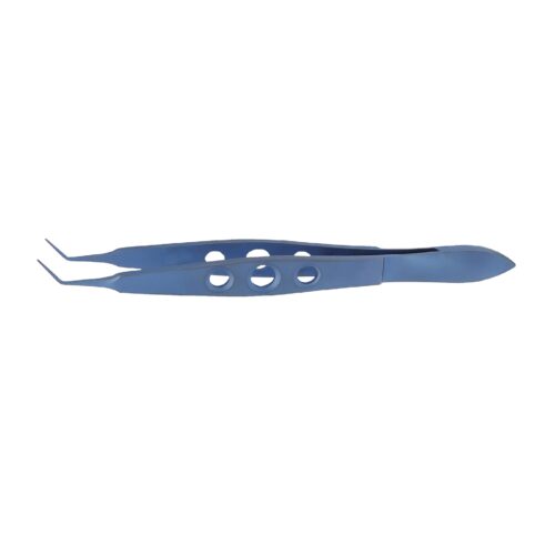 McPherson, Micro-tying Ophthalmic forceps, angled, 7 mm tying platform, overall length 11 cm, Titanium