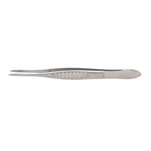 Moorfield, Conjunctival forceps with grooved section and flat handle, 0.5 mm, overall length 11 cm
