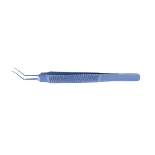 Utrata Capsulorhexis Forceps, Angled Curved, Round Handle overall length 11.5cm Titanium